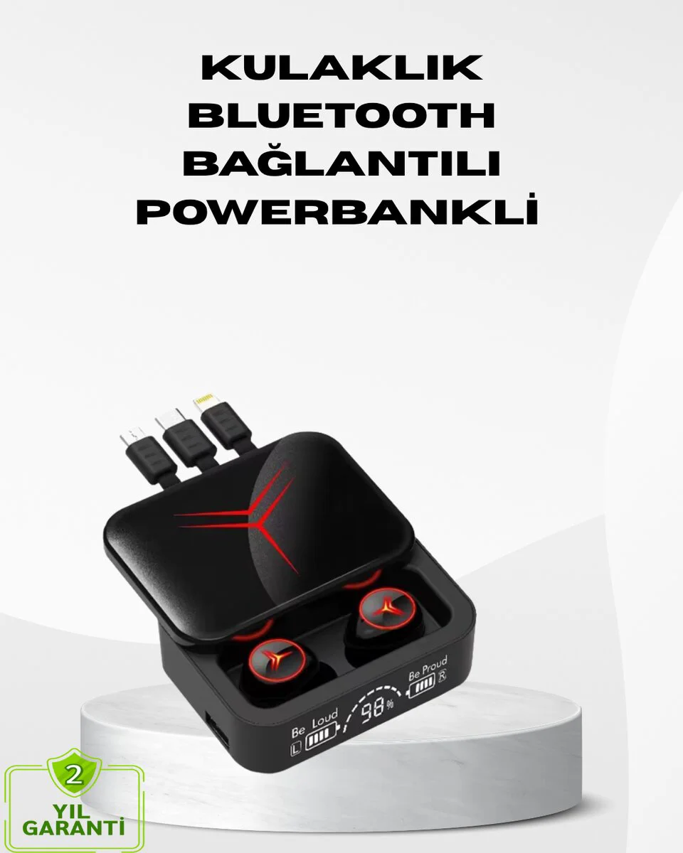 Powerbank Özellikli Bluetooth Kablosuz Kulaklık - Uzun Pil Ömrü ve Dokunmatik Kontrol