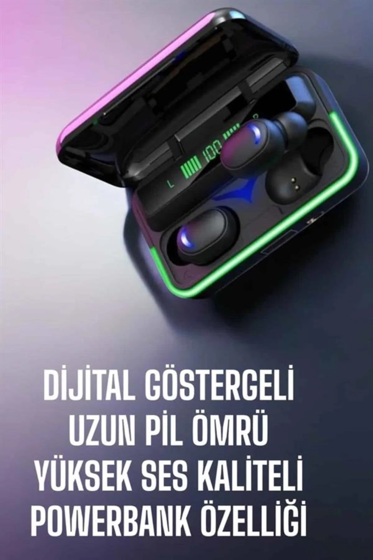 Powerbank Özellikli Kablosuz Bluetooth Kulaklık RGB Işıklı - Lisi