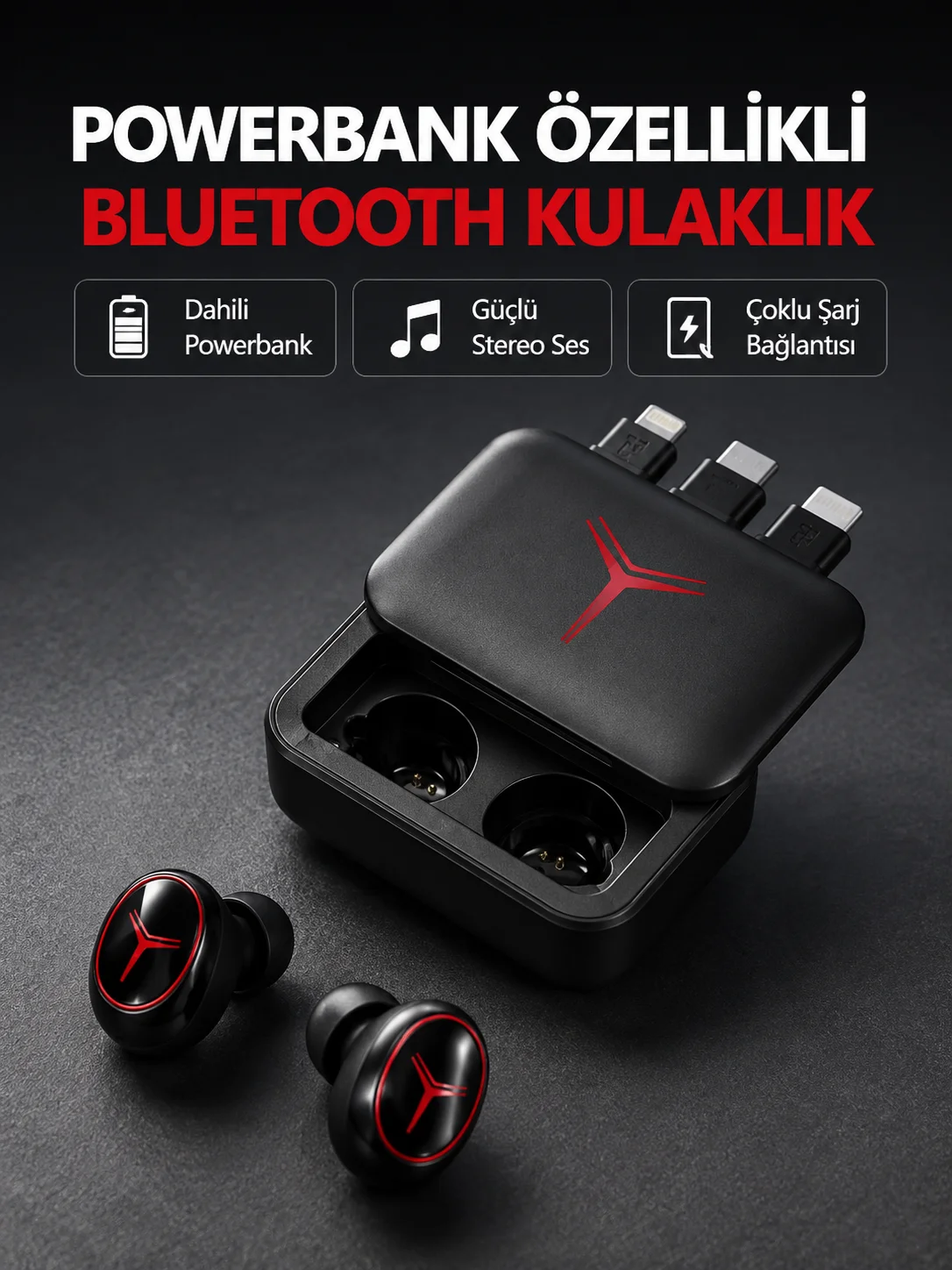 Powerbank Özellikli Bluetooth Kablosuz Kulaklık – Dokunmatik Kontrol, Uzun Pil Ömrü, Ergonomik Tasarım