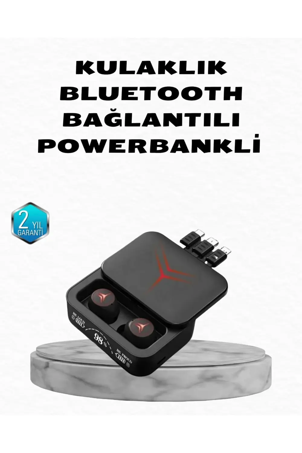 Powerbank Özellikli Bluetooth Kablosuz Kulaklık – Dokunmatik Kont