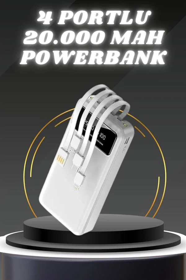 Powerbank Şarj Cihazı 4 Çıkışlı 20.000 MAH Powerbank Kompakt Yüksek Kapasiteli Hızlı Şarj Powerbank Şarj Cihazı 4 Çıkışlı 20.000 MAH Powerbank Kompakt Yüksek Kapasiteli Hızlı Şarj