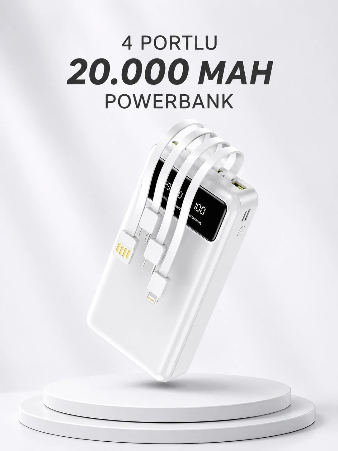 Powerbank Şarj Cihazı 4 Çıkışlı 20.000 MAH Powerbank Kompakt Yüksek Kapasiteli Hızlı Şarj