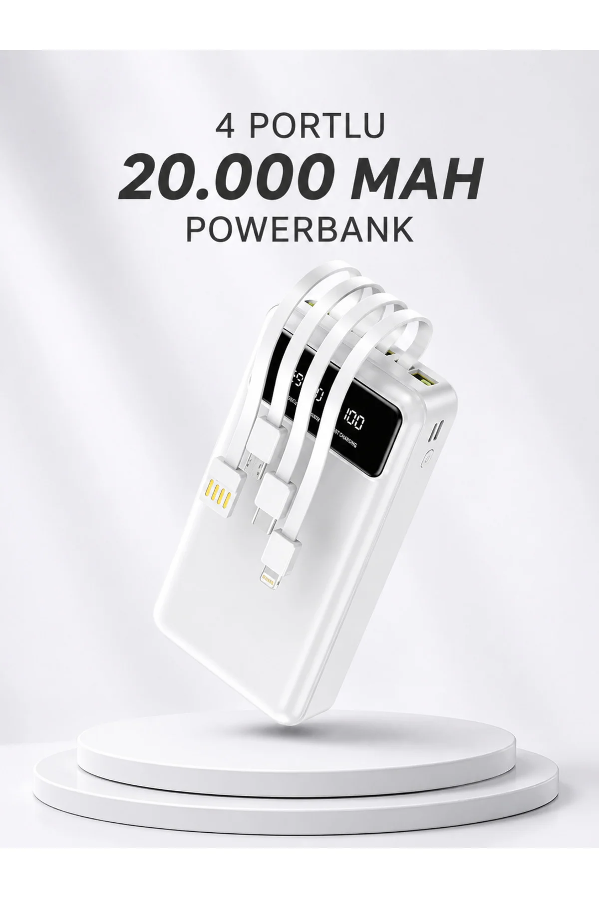 Powerbank Şarj Cihazı 4 Çıkışlı 20.000 MAH Powerbank Kompakt Yüksek Kapasiteli Hızlı Şarj
