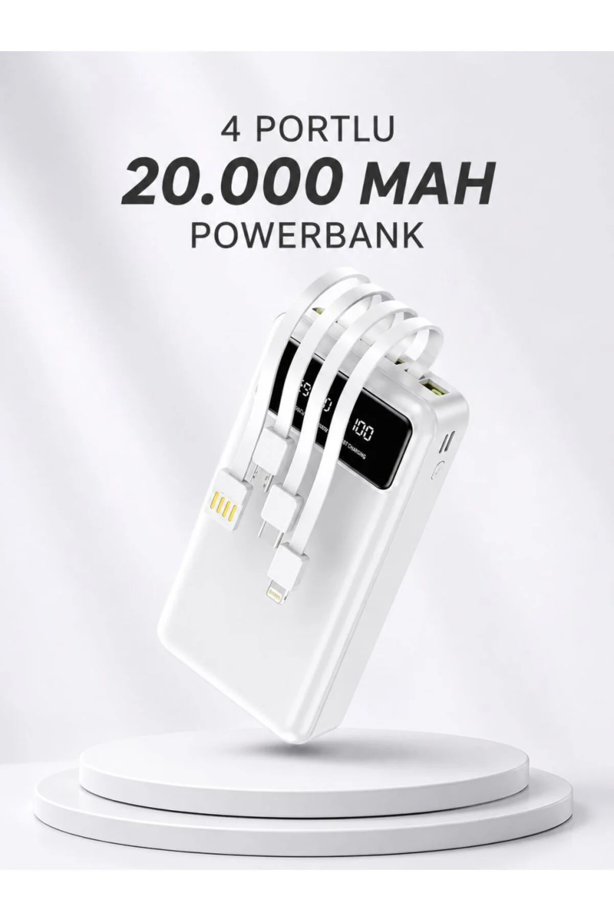 Powerbank Şarj Cihazı 4 Çıkışlı 20.000 MAH Powerbank Kompakt Yüksek Kapasiteli Hızlı Şarj