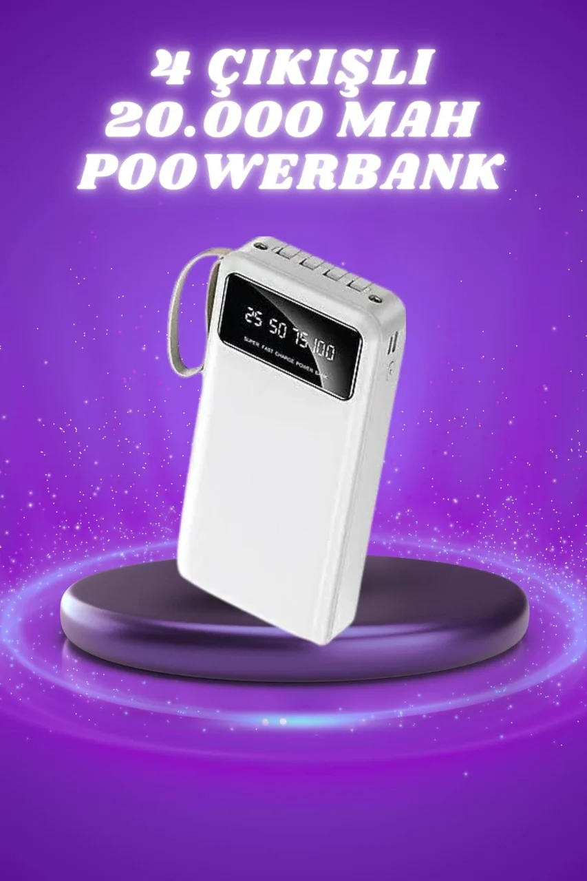 Powerbank Şarj Cihazı 4 Çıkışlı 20.000 Mah Powerbank Taşınabilir Çoklu Giriş - Lisinya Diğer