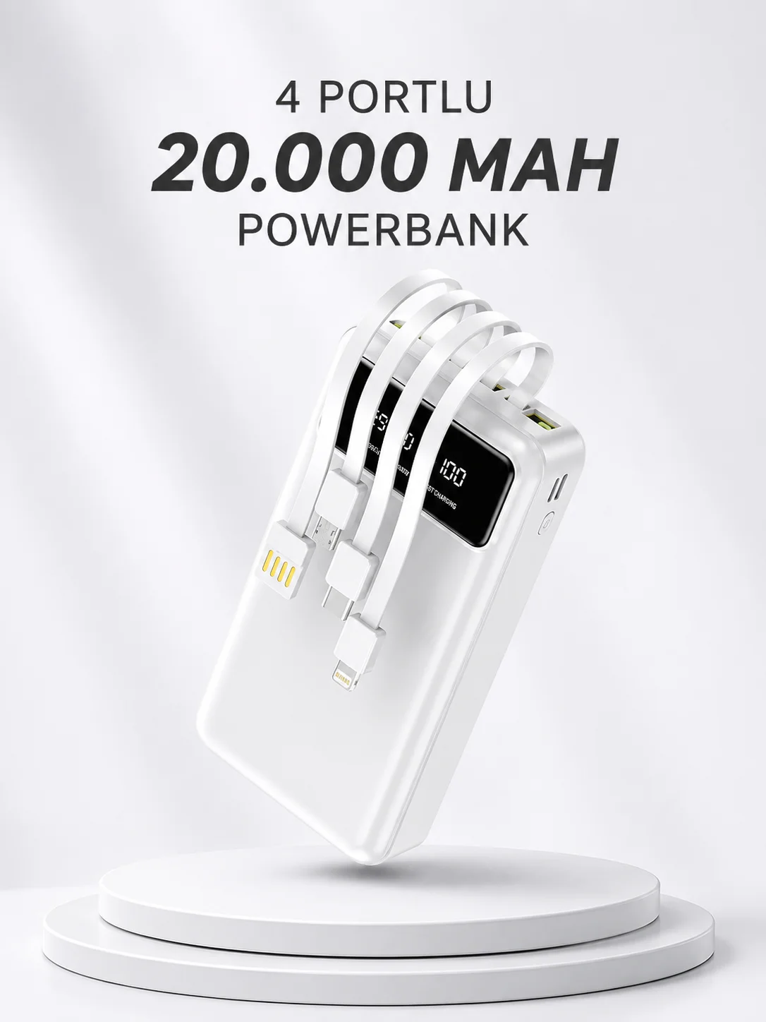 Powerbank Şarj Cihazı 4 Çıkışlı 20.000 MAH Powerbank Kompakt Yüksek Kapasiteli Hızlı Şarj