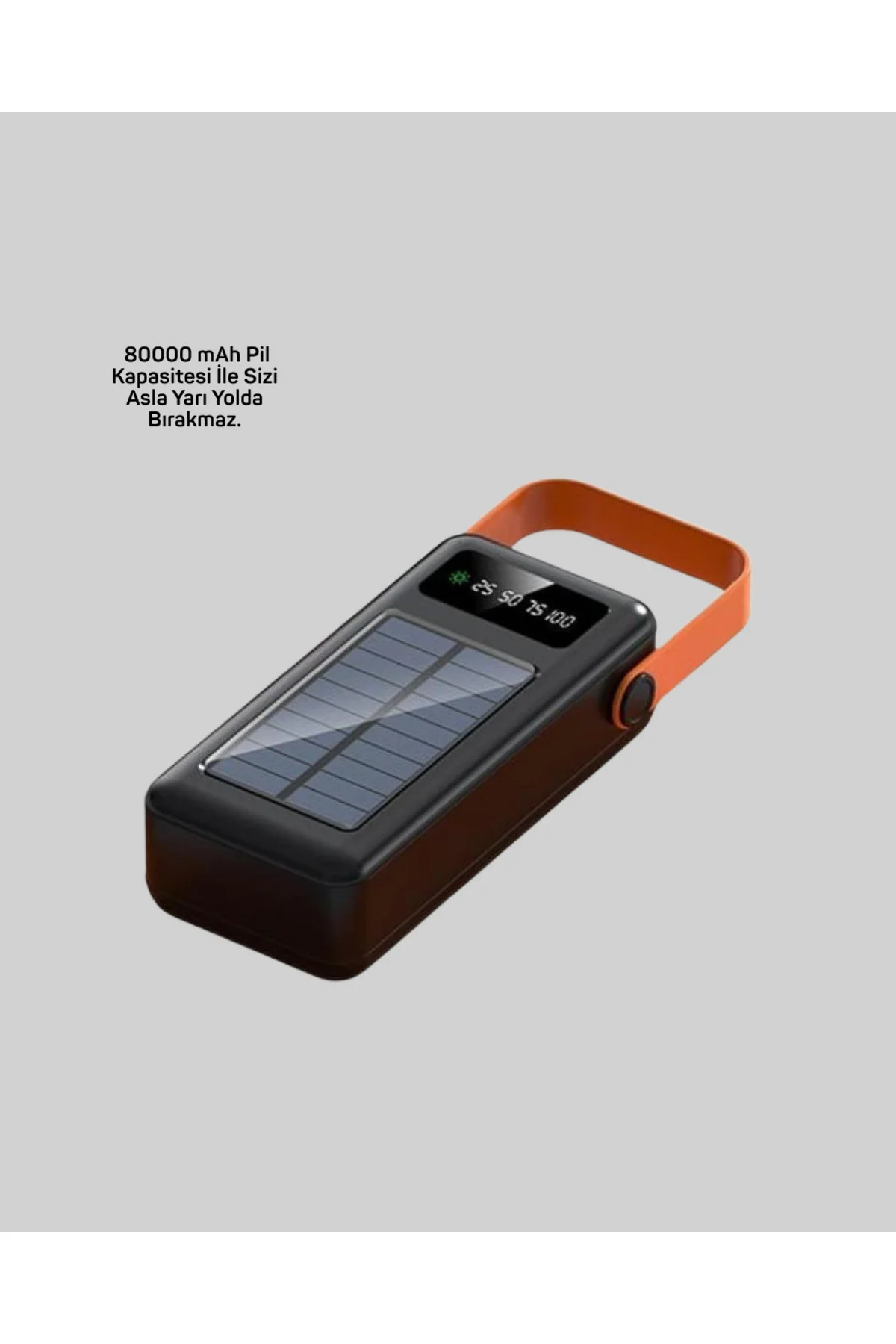 Powerbank Solar Fenerli Çoklu Kablolu Taşınabilir Şarj Aleti