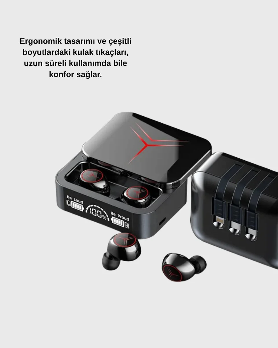 Powerbank'lı Bluetooth Kablosuz Kulaklık - Dokunmatik Kontrol, Uzun Pil Ömrü ve Ergonomik Tasarım