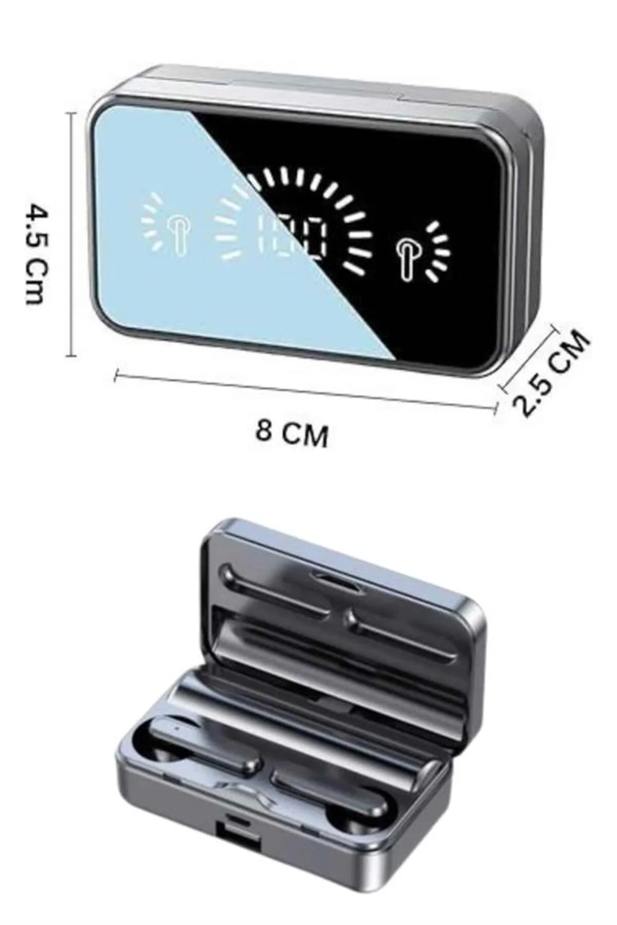 Powerbankli Bluetooth Kulaklık Yüksek Ses Aynalı Çift Dijital Gös