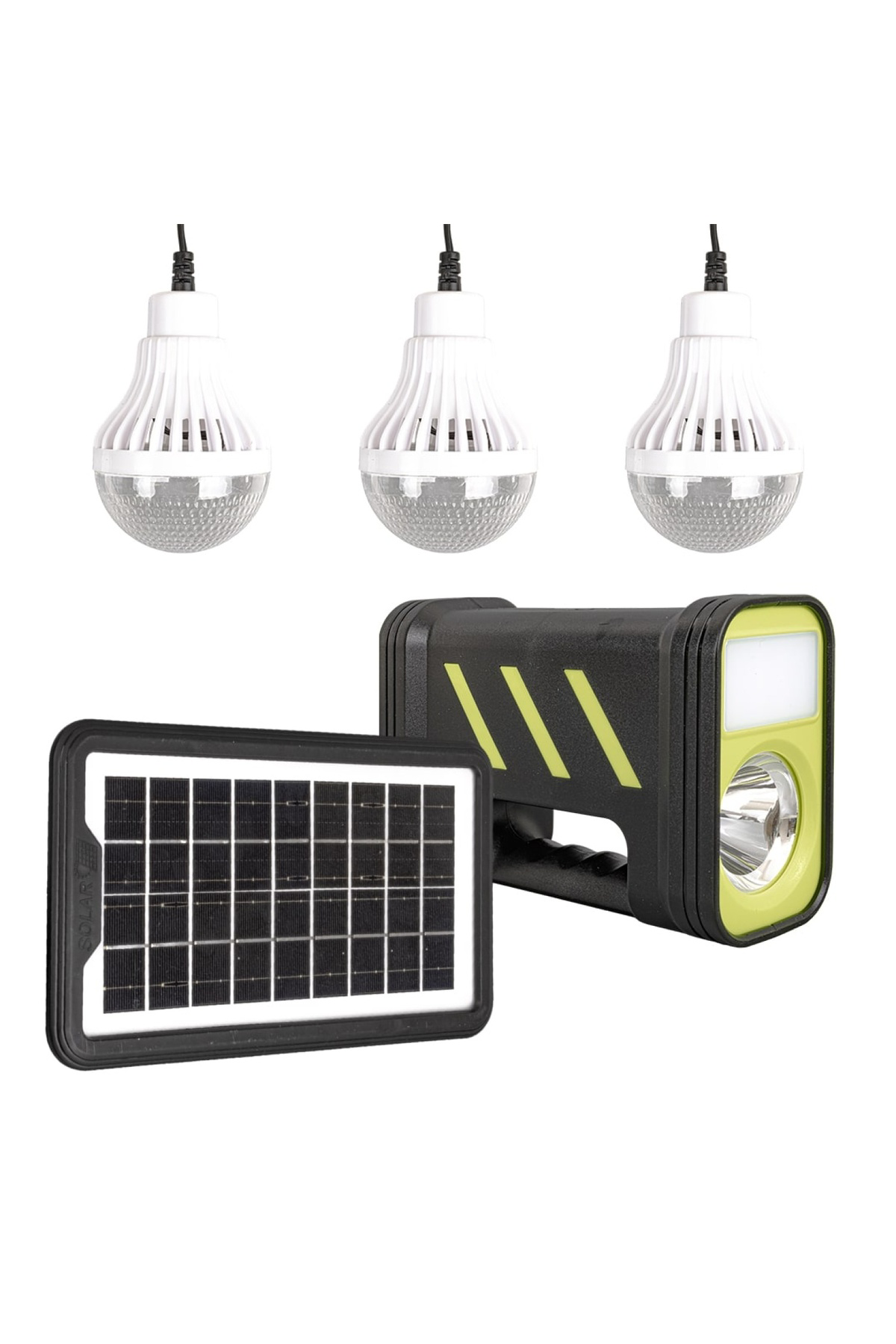 Powermaster Gd-12 Solar Panelli 3 Ampullü Set Akülü Solar Işıldak