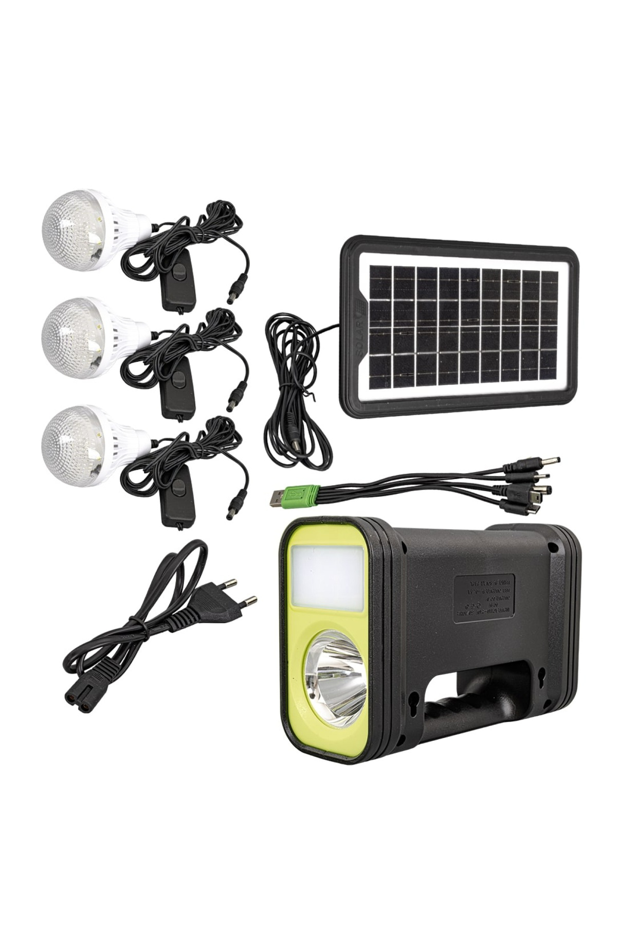 Powermaster Gd-12 Solar Panelli 3 Ampullü Set Akülü Solar Işıldak
