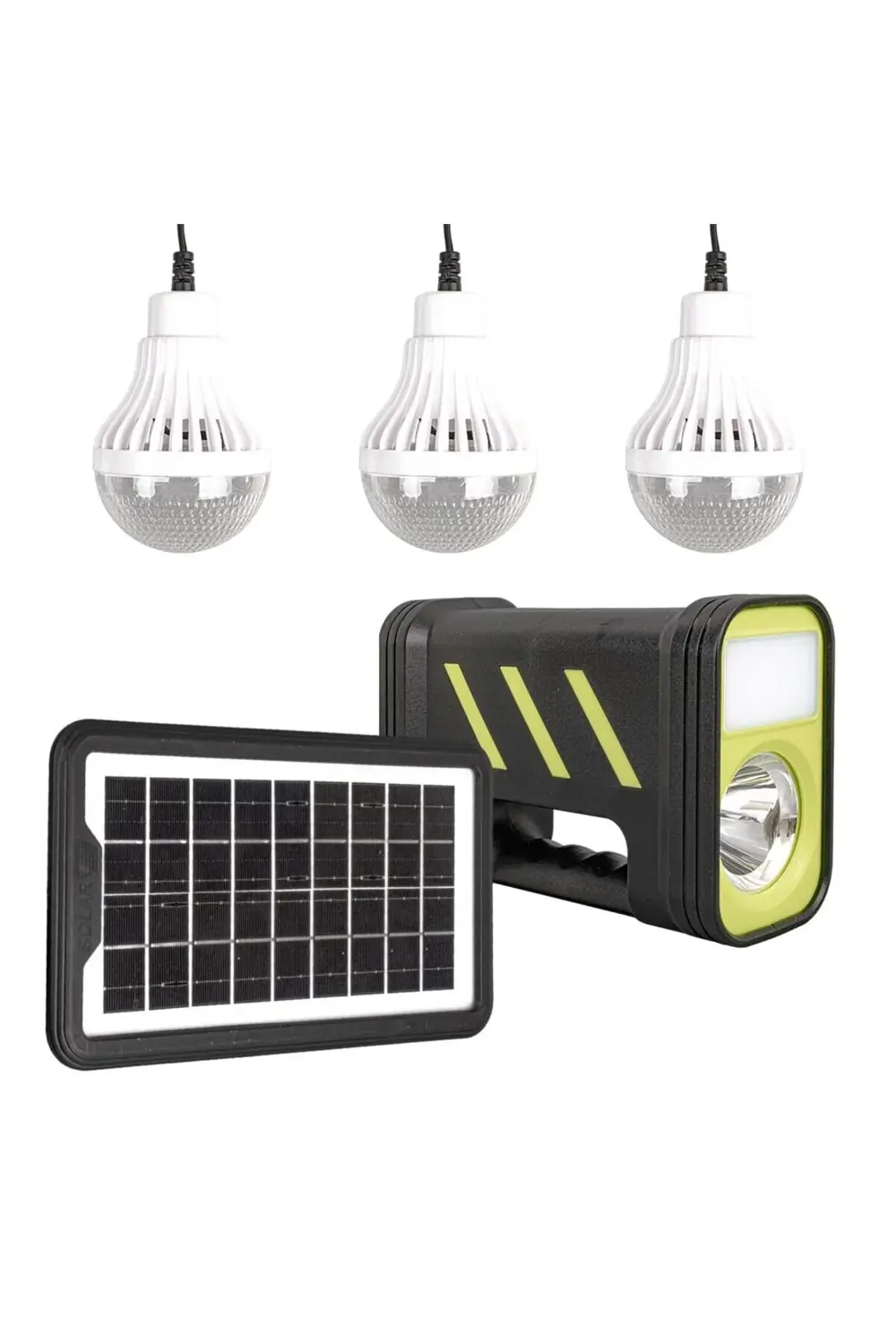 Powermaster Gd-12 Solar Panelli 3 Ampullü Set Akülü Solar Işıldak