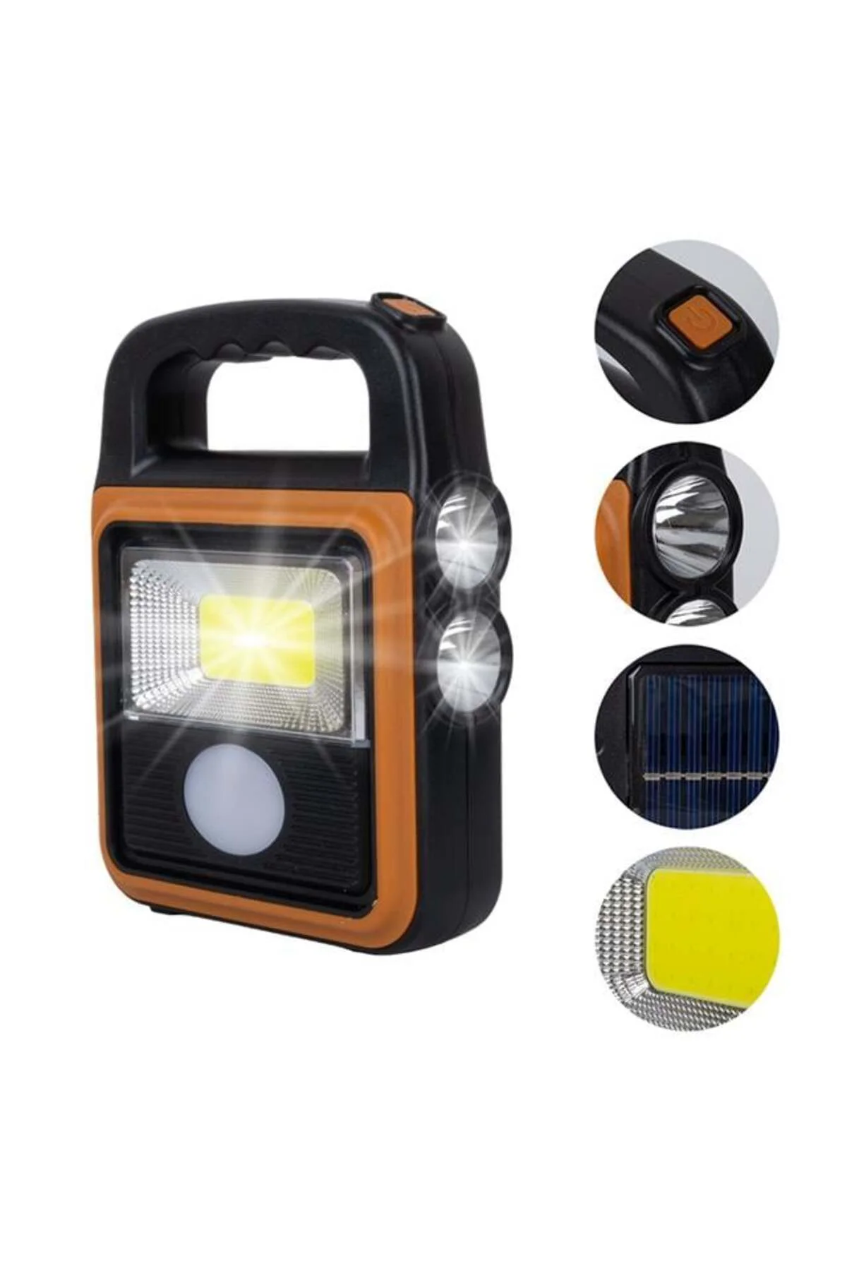 Powermaster Hs-8020C Cob Led Solar 4 Kademeli Şarjlı El Işıldak Feneri - Usb Çıkışlı Powerbank