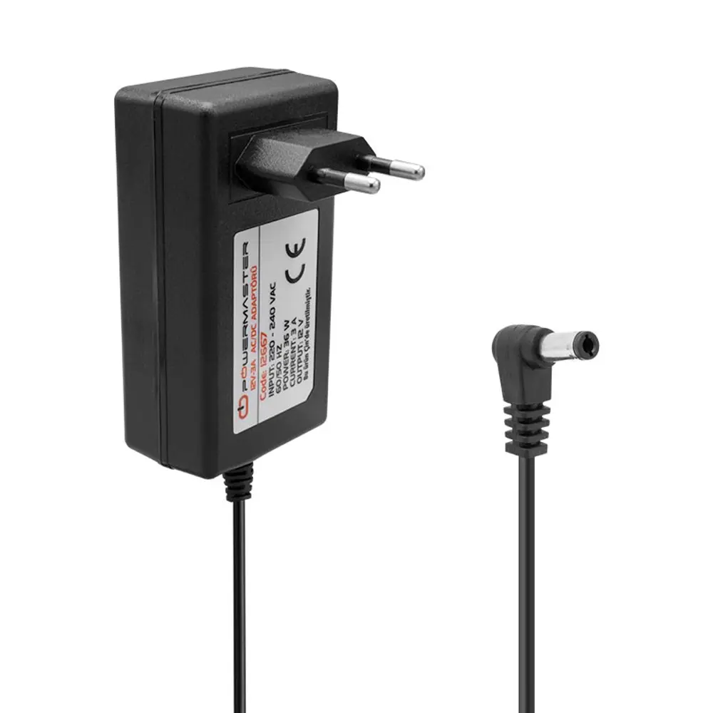 POWERMASTER PM-12667 12 VOLT - 3 AMPER 5.5*2.5 MM UÇLU PLASTİK KA