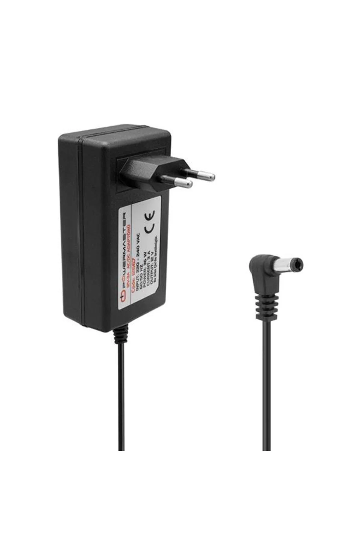 Powermaster Pm-12667 12 Volt - 3 Amper 5.5*2.5 Mm Uçlu Plastik Kasa Priz Tipi Adaptör