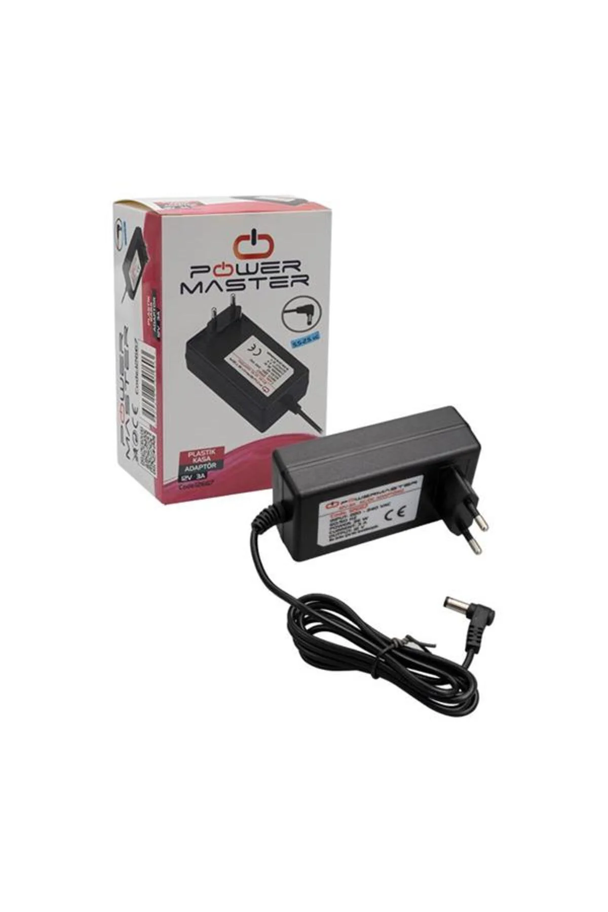 Powermaster Pm-12667 12 Volt - 3 Amper 5.5*2.5 Mm Uçlu Plastik Kasa Priz Tipi Adaptör