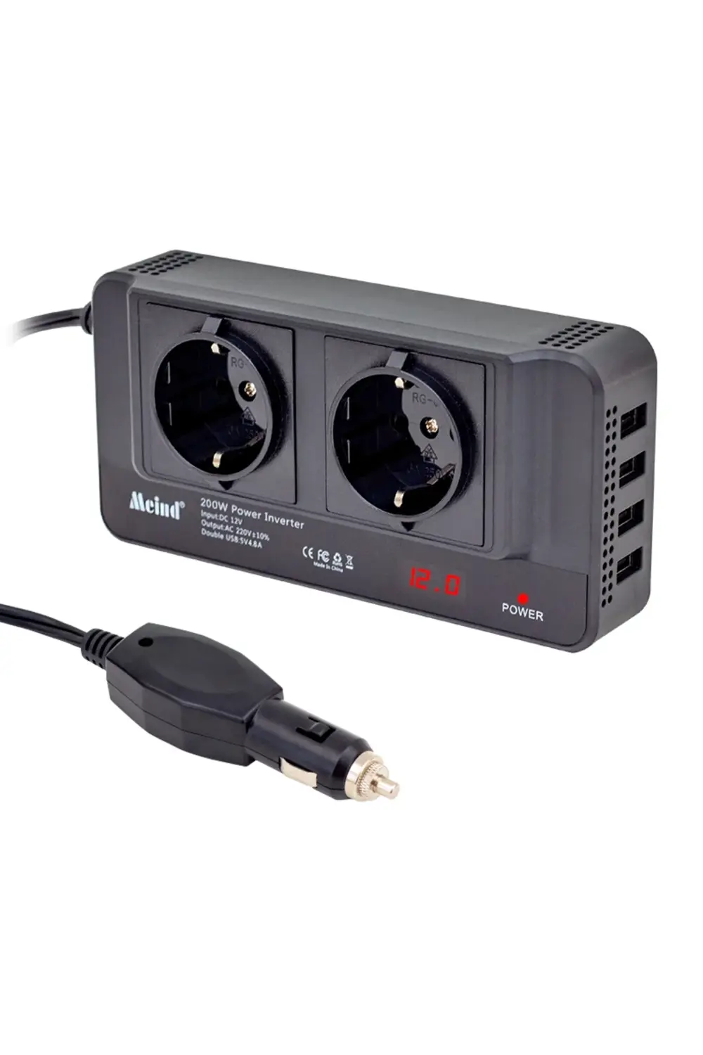 POWERMASTER PM-19827 12 VOLT - 200 WATT 4 USBLİ DİJİTAL ÇAKMAKTAN