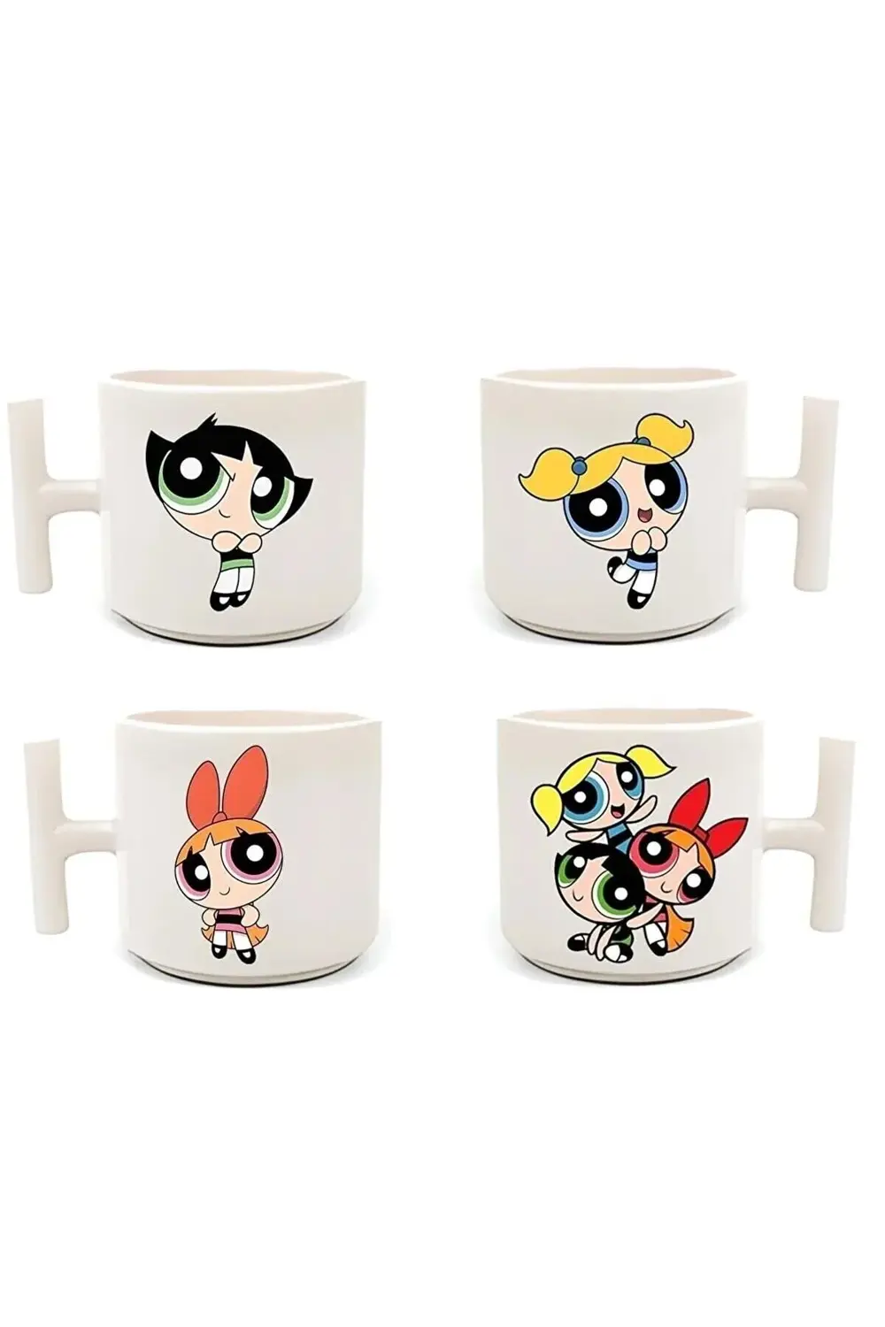 Powerpuff Girls Baskılı 4'lü Beyaz T Kupa Seti 4 Parça