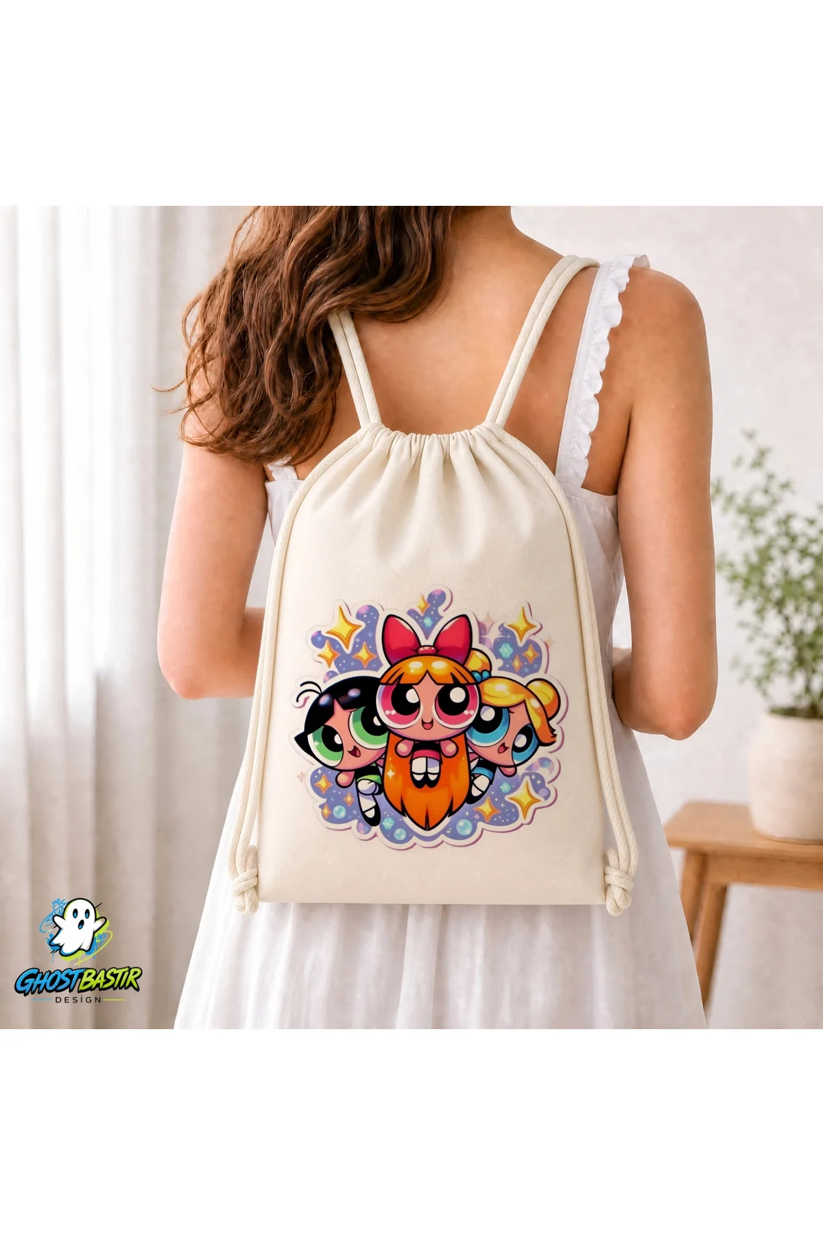 Powerpuff Girls Büzgülü Keten Çanta C242
