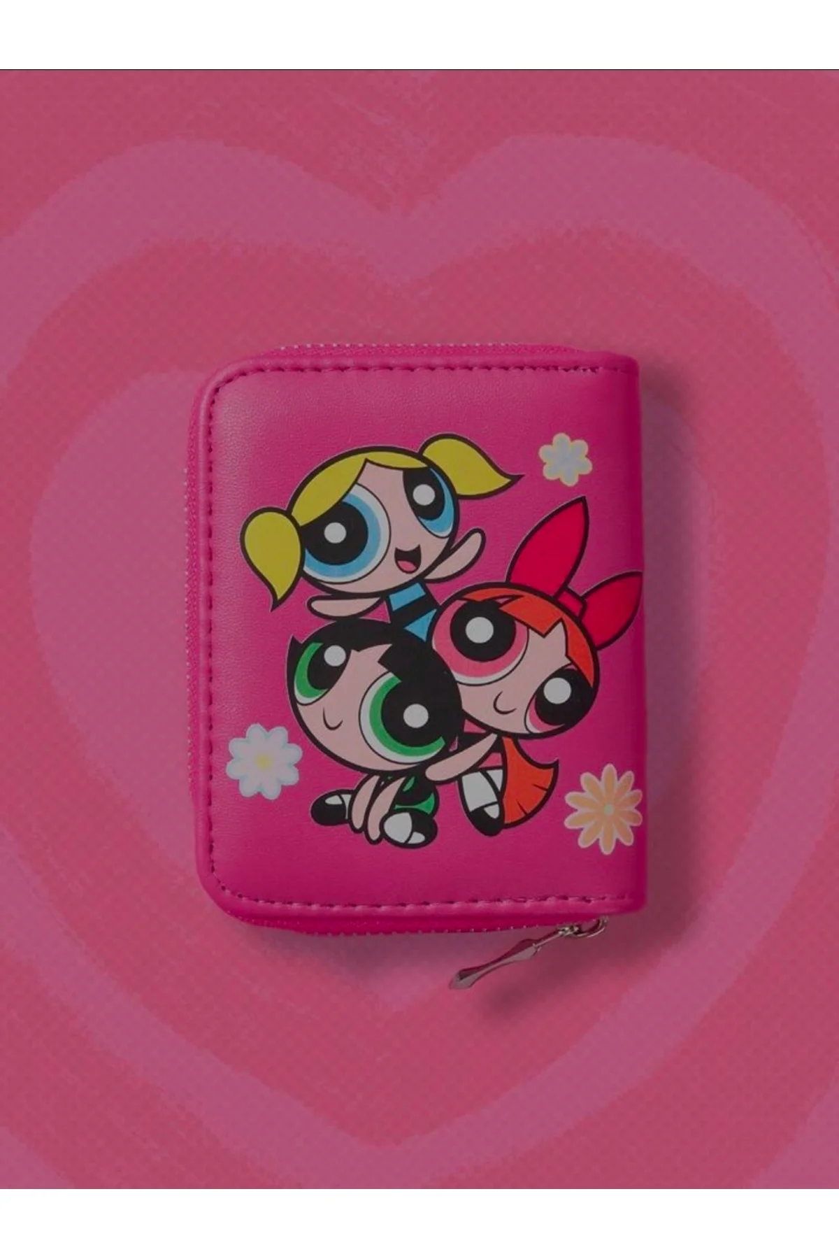 Powerpuff Girls Desenli Pembe Mini Cüzdan