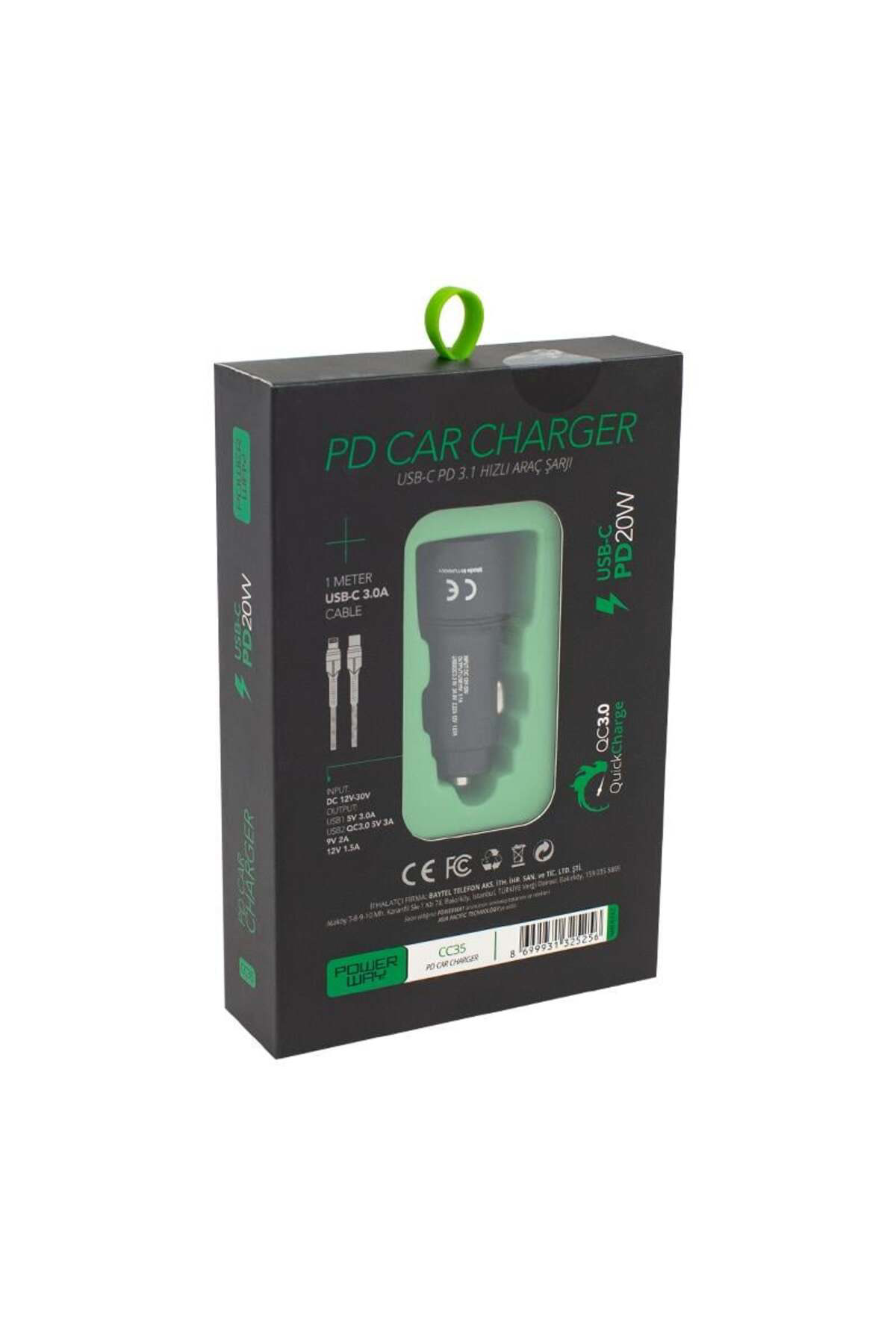 Powerway CC35 Yeni Nesil USB-C (iPhone To Type-C) Araç Şarj Seti 