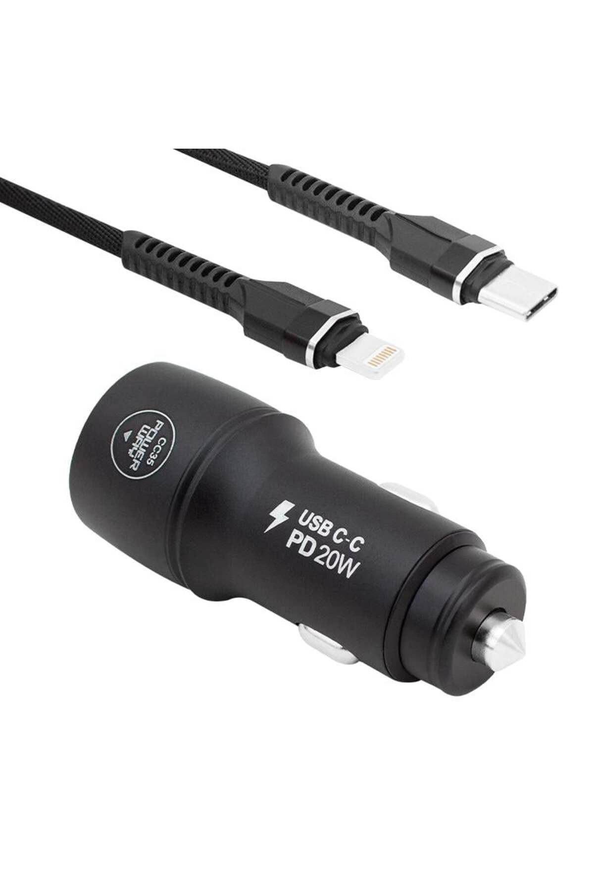 Powerway CC35 Yeni Nesil USB-C (iPhone To Type-C) Araç Şarj Seti 