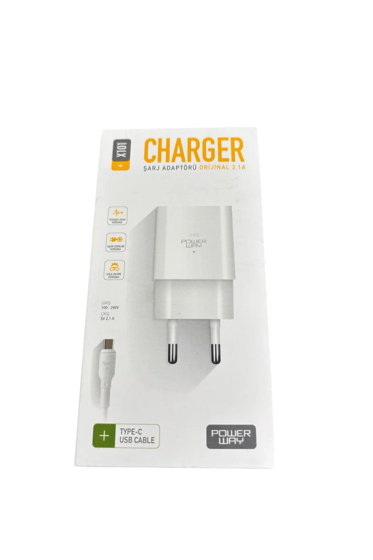 Powerway X101 5 Volt 2.1A Type C Şarj Aleti- Type C Kablo