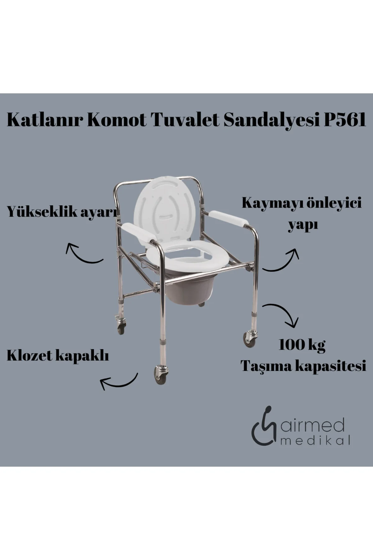 Poylin P561 Katlanır Komot Tuvalet Sandalyesi