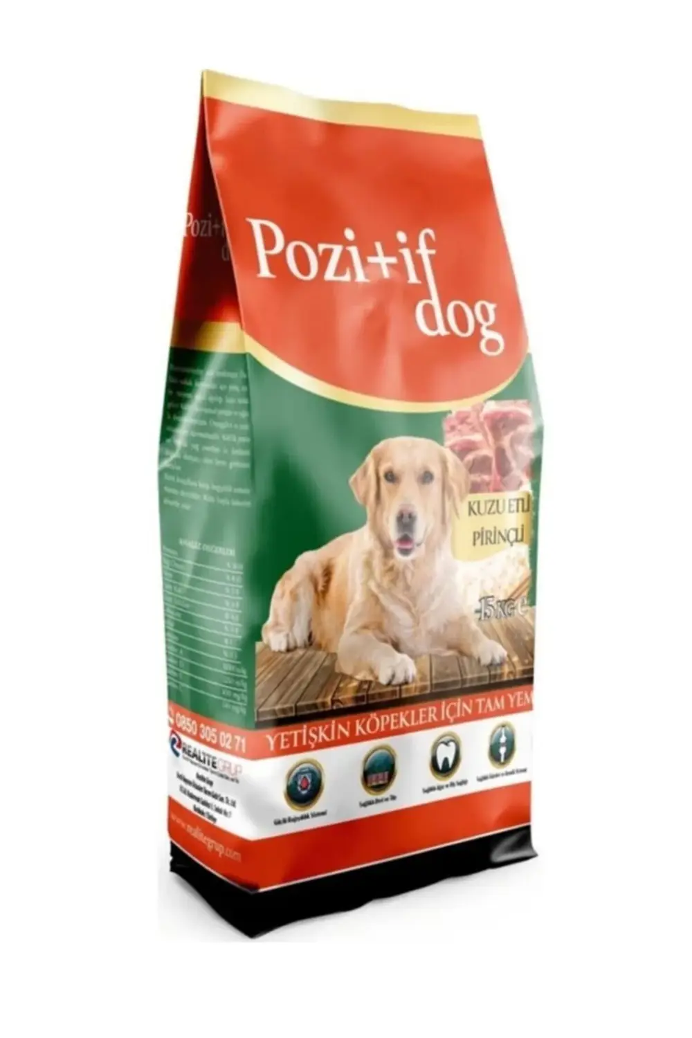 Realite Grup Pozitif Dog Kuzu Etli Ve Pirinçli Yetişkin Köpek Maması 15 Kg.