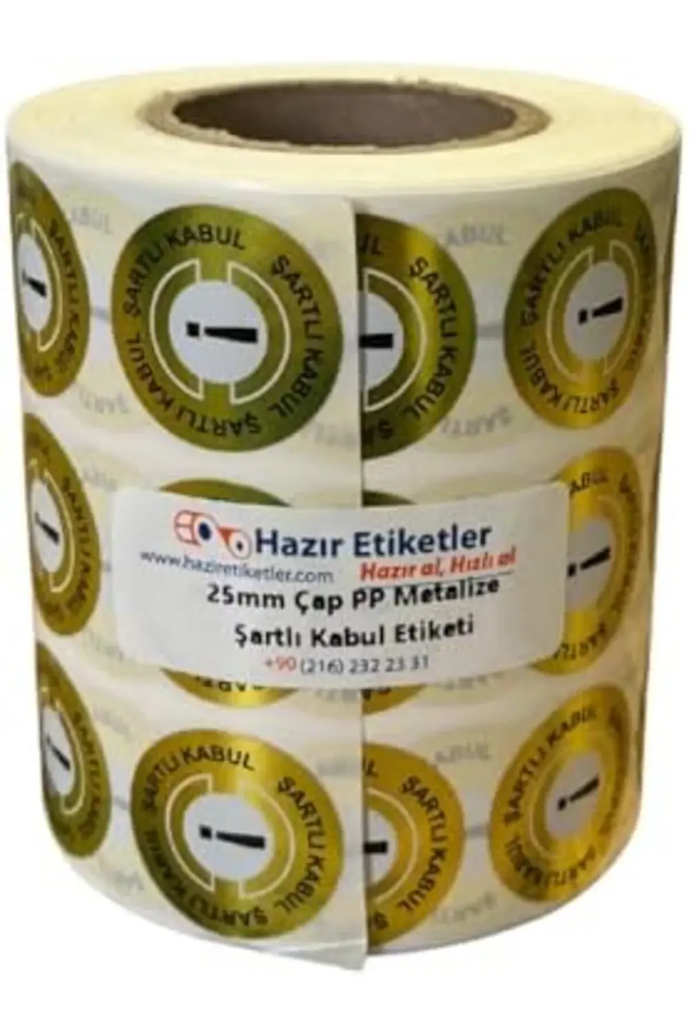 PP Kalite Kontrol Şartlı Kabul Etiketi 25mm Çap 2500 Adet Yan Yan