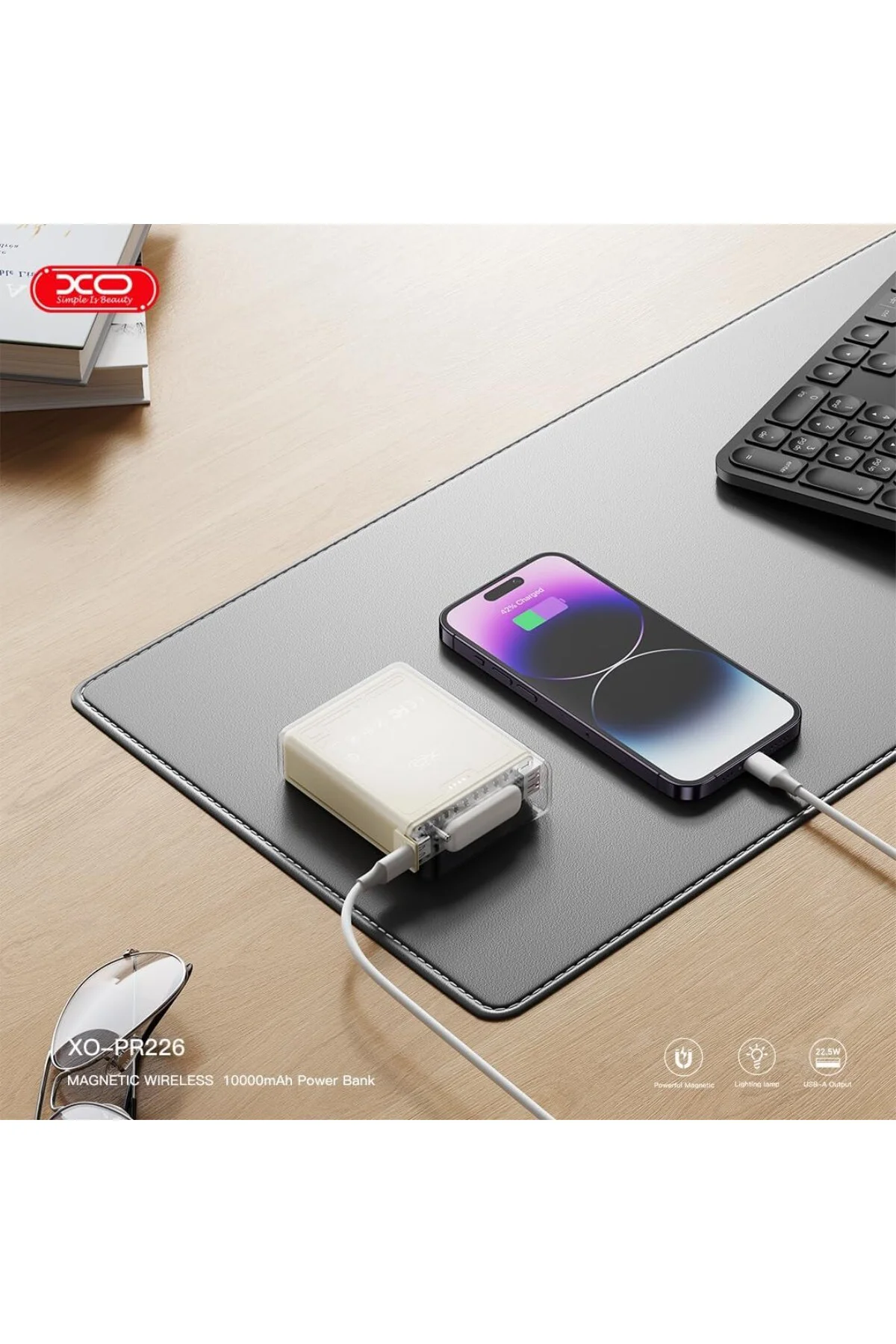 PR226 MagSafe İle Uyumlu Fenerli Powerbank, 10000 mAh Taşınabilir