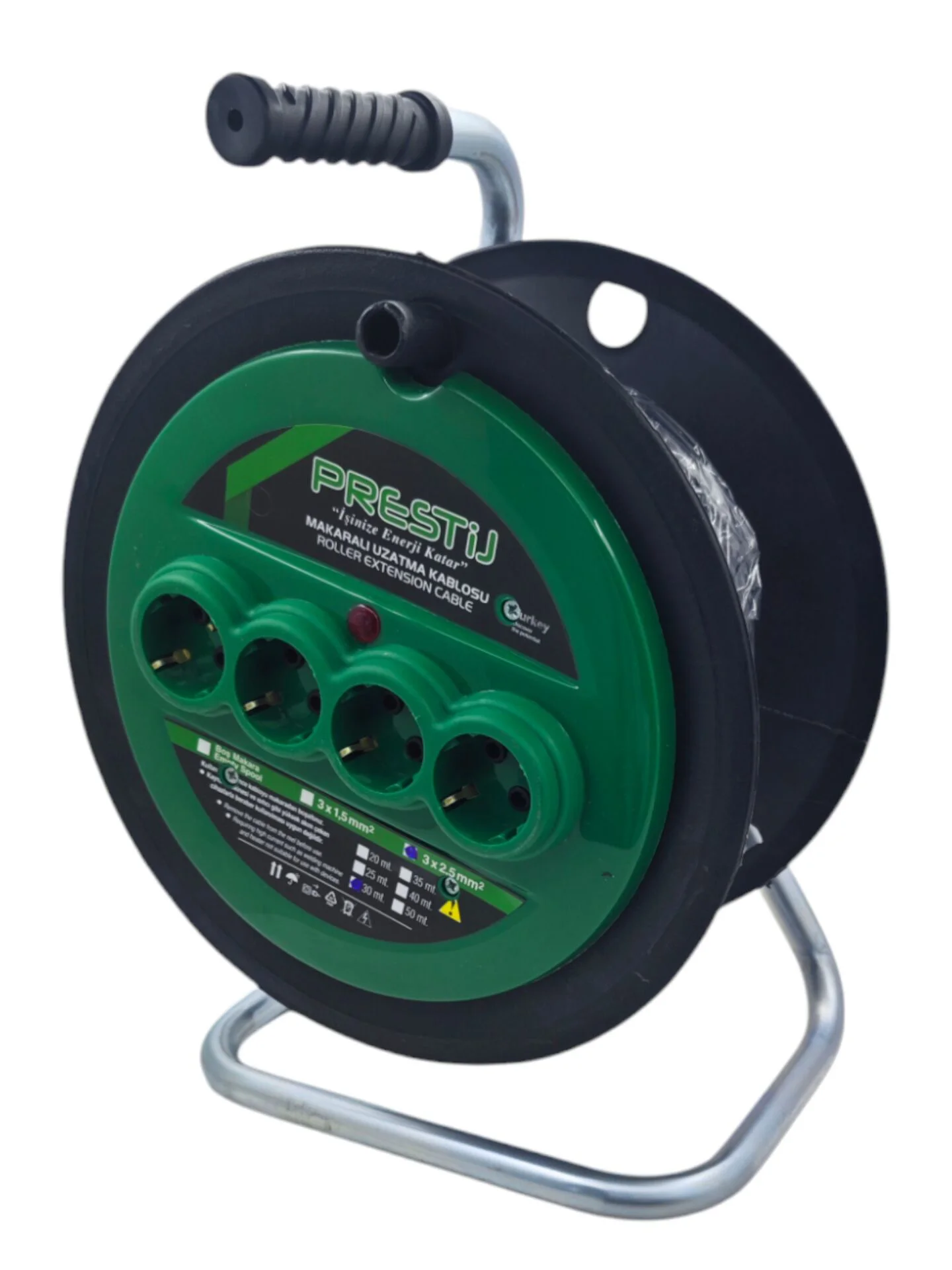 PR32530   Prestij 3*2,5 Makaralı Uzatma Kablosu 30m