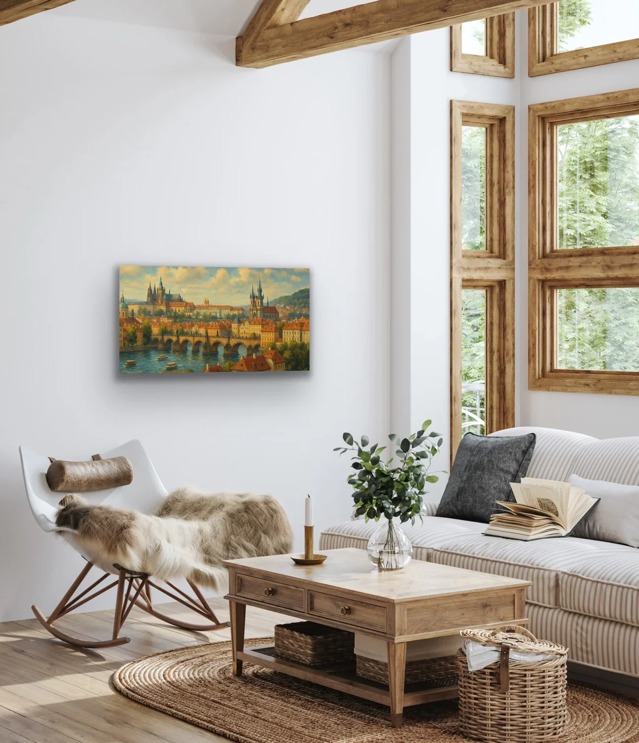 Prag Şehir Manzarası Kanvas Tablo 60x120cm - Çerçevesiz Duvar Dekorasyonu