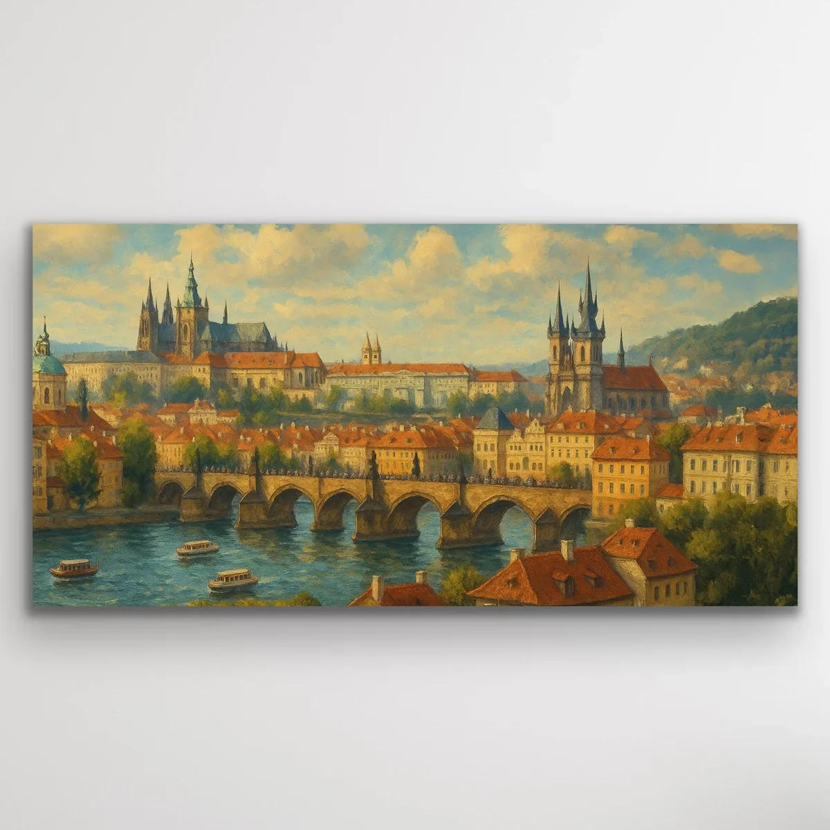 Prag Şehir Manzarası Kanvas Tablo 60x120cm - Çerçevesiz Duvar Dekorasyonu
