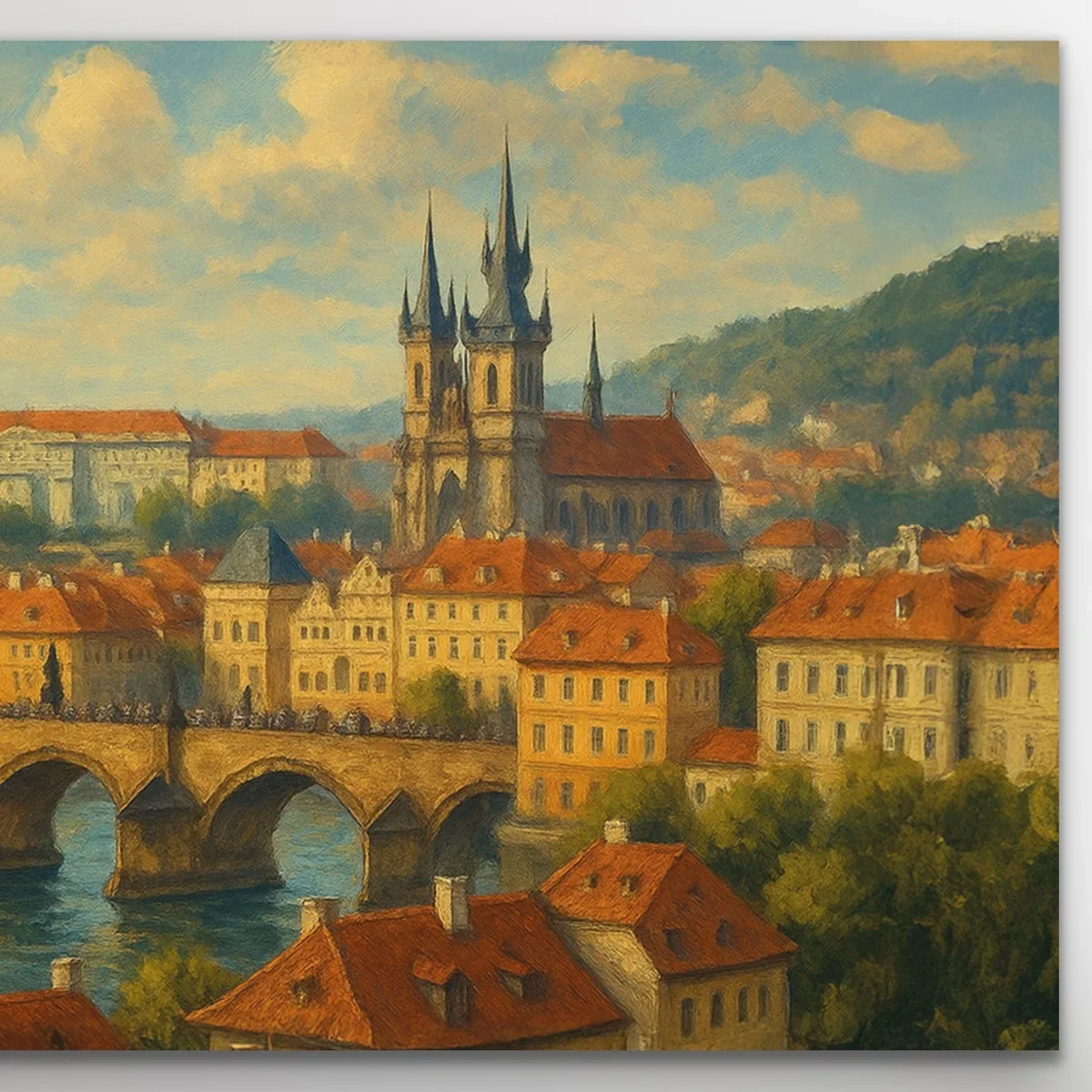 Prag Şehir Manzarası Kanvas Tablo 60x120cm - Çerçevesiz Duvar Dekorasyonu