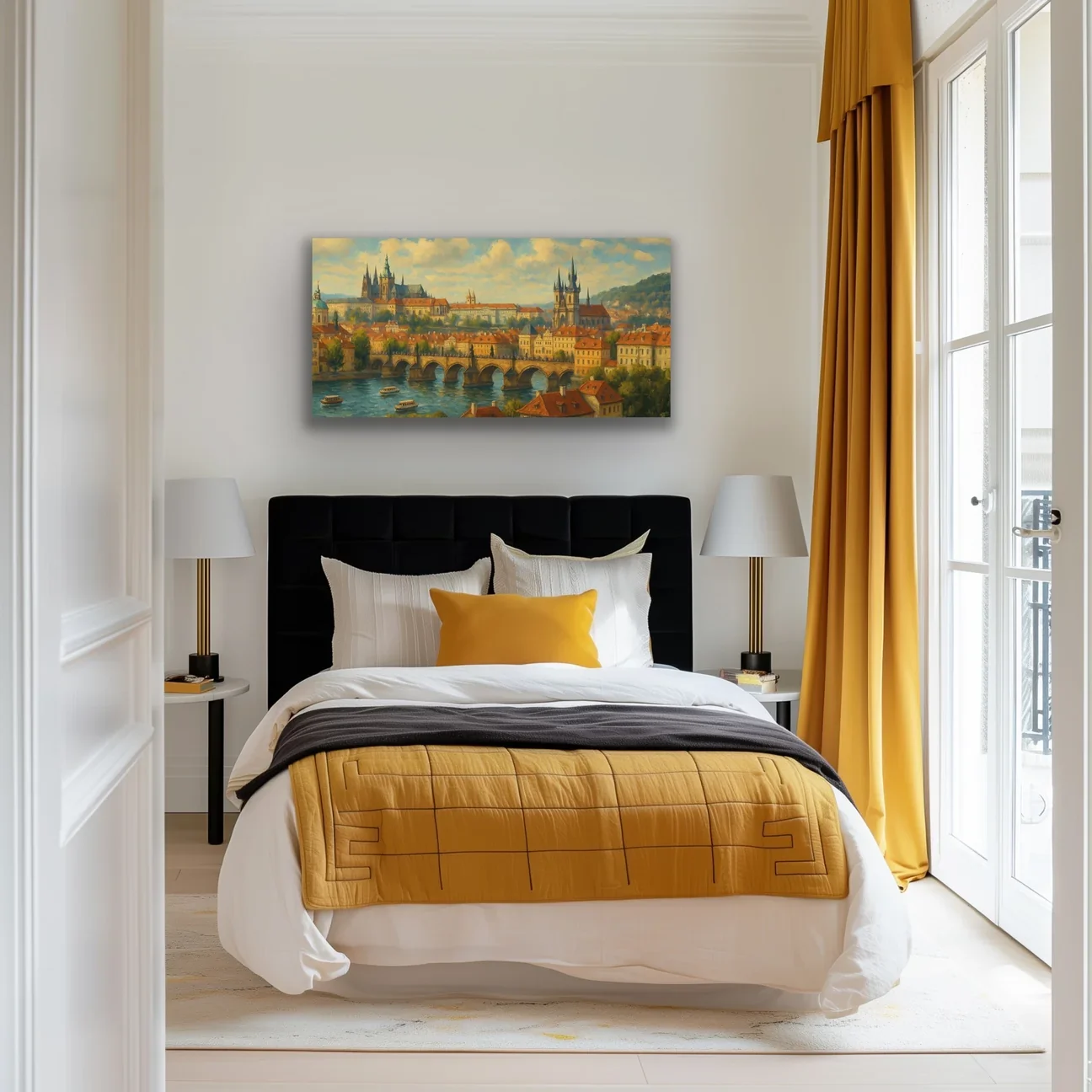 Prag Şehir Manzarası Kanvas Tablo 60x120cm - Çerçevesiz Duvar Dekorasyonu