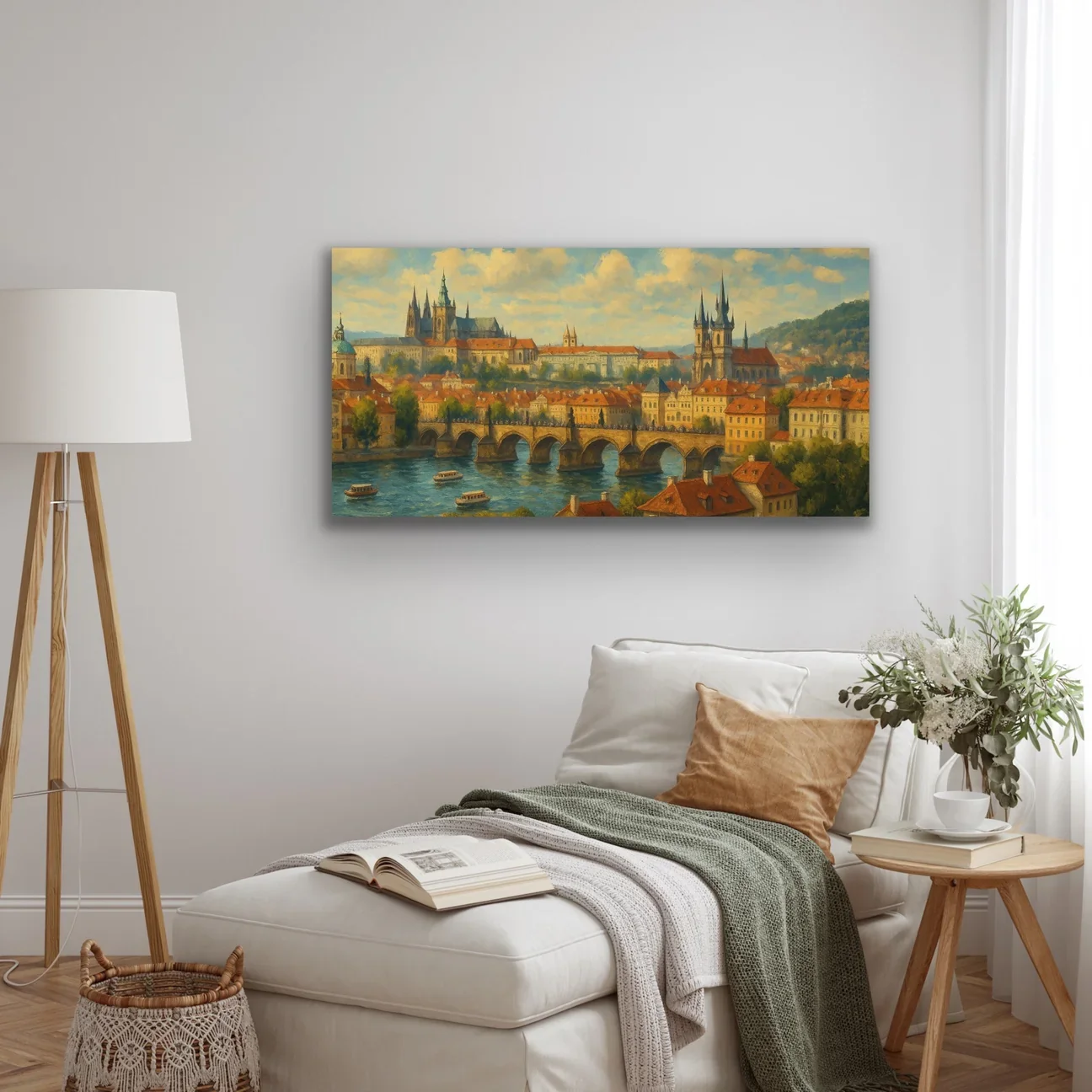 Prag Şehir Manzarası Kanvas Tablo 60x120cm - Çerçevesiz Duvar Dekorasyonu