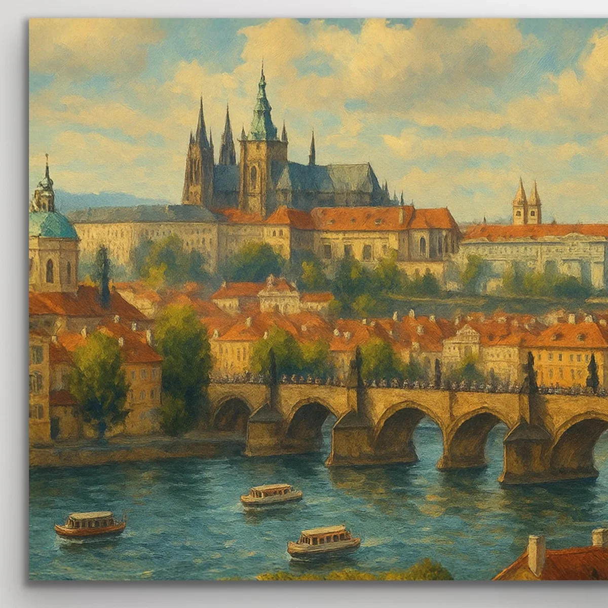 Prag Şehir Manzarası Kanvas Tablo 60x120cm - Çerçevesiz Duvar Dekorasyonu