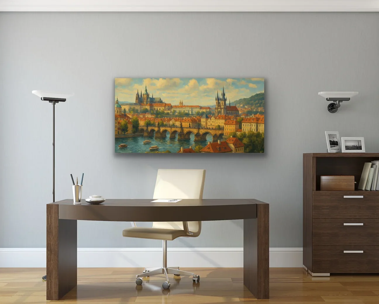 Prag Şehir Manzarası Kanvas Tablo 60x120cm - Çerçevesiz Duvar Dekorasyonu
