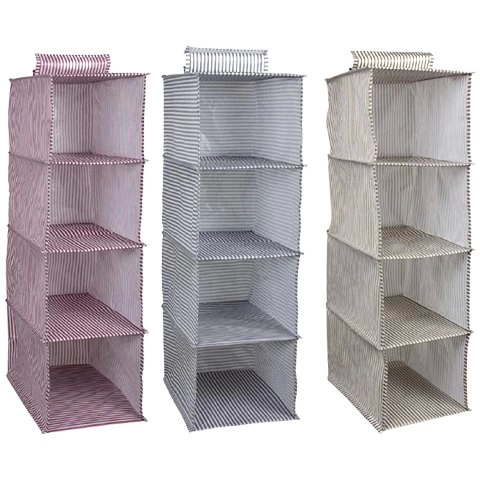 Pratik 4 Bölmeli Katlanabilir Bez Dolap Organizeri Gardırop Düzen