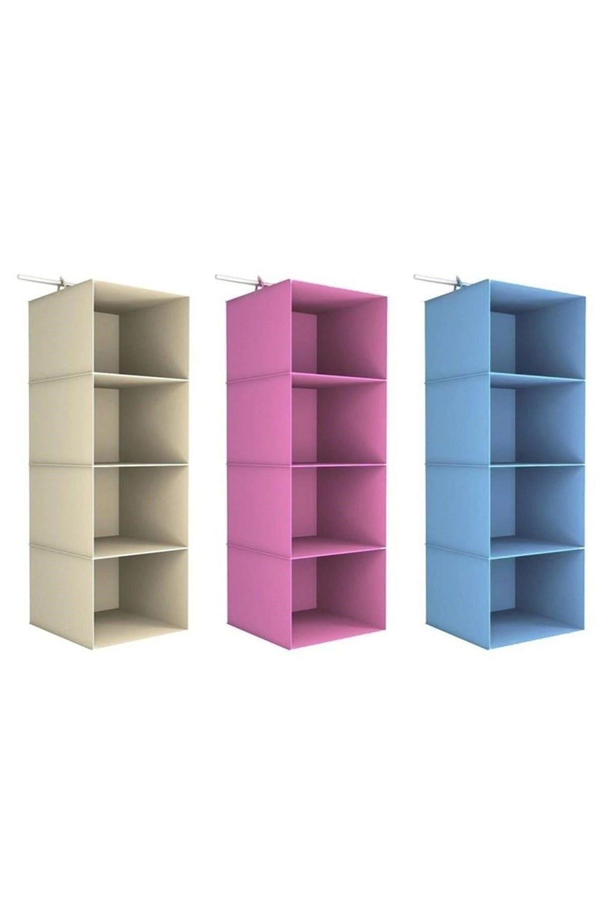 Pratik 4 Bölmeli Katlanabilir Bez Dolap Organizeri Gardırop Düzen