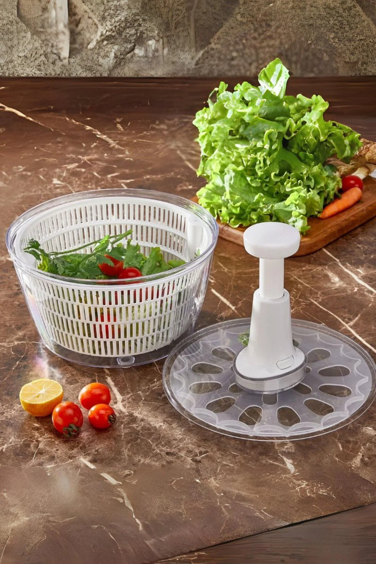 Pratik 5lt Beyaz Manuel Sebze Kurutucu Salata Kurutucu Yeşillik Kurutucu (KARIŞIK RENK) - Görsel 5