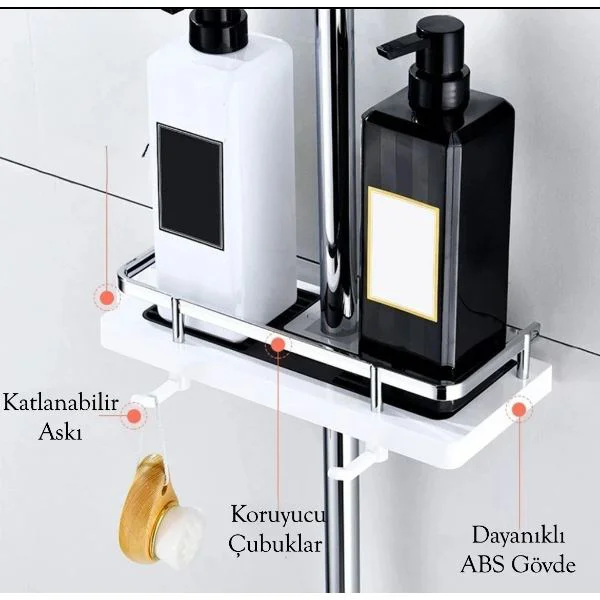 Pratik Banyo Duş Organizeri 30x12x6,5 cm Sabitlenebilir Tasarım Pratik Banyo Duş Organizeri 30x12x6,5 cm Sabitlenebilir Tasarım