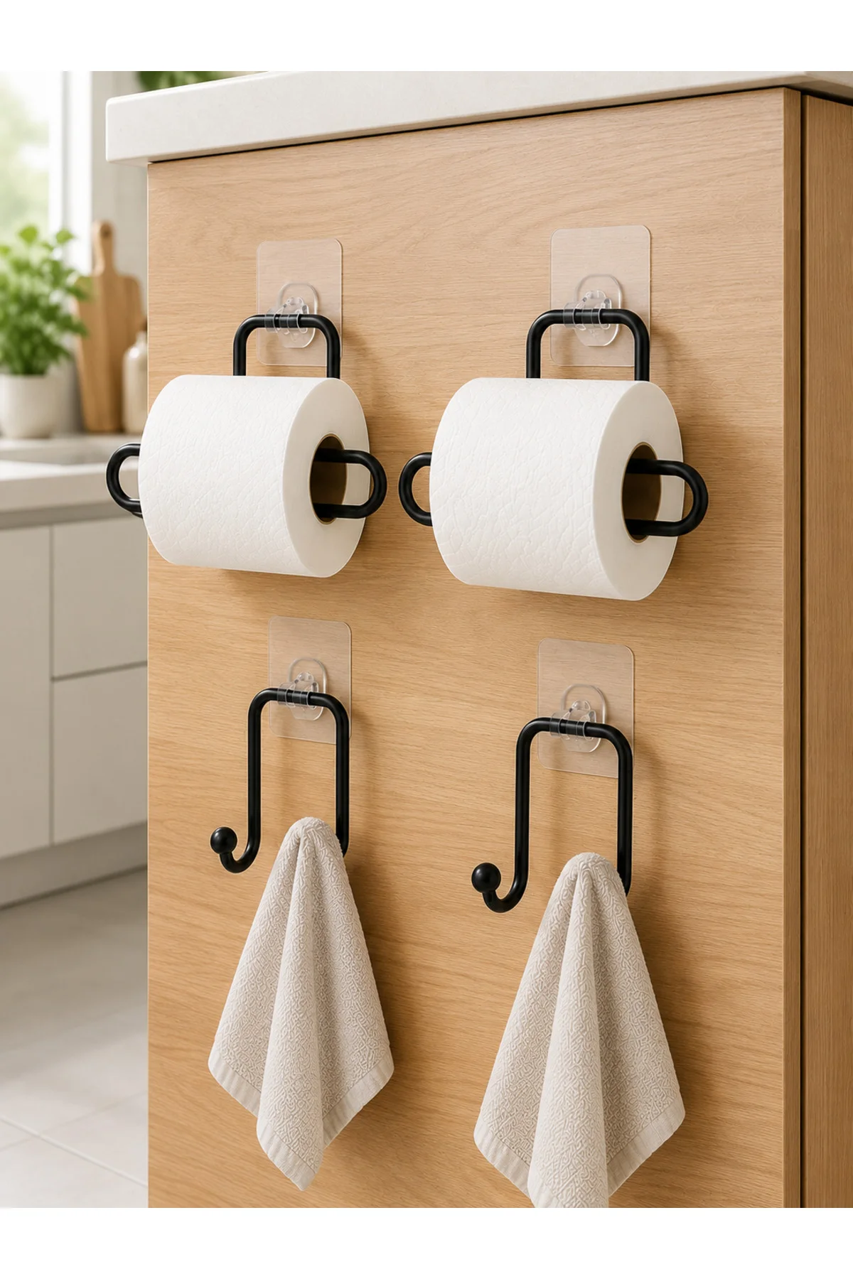 Pratik Banyo Düzenleme Seti 2 Adet Rulo Kağıt Tutucu 2 Adet Havlu Askılığı - Görsel 3