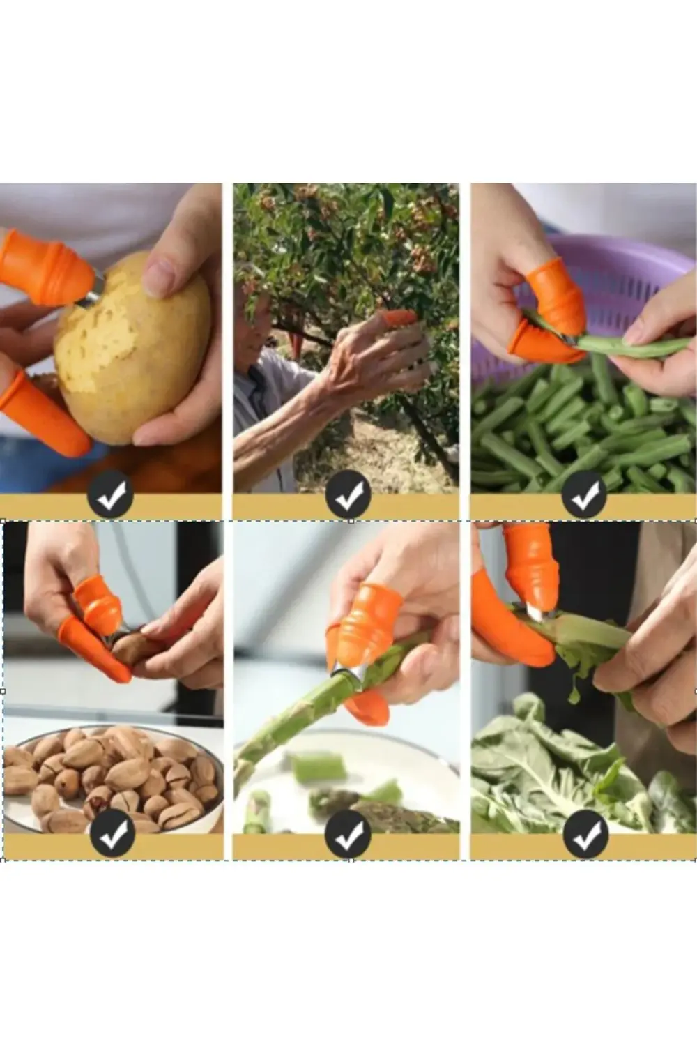 Pratik Baş Parmak Sebze Kesme Ayıklayıcı Erkek L Set