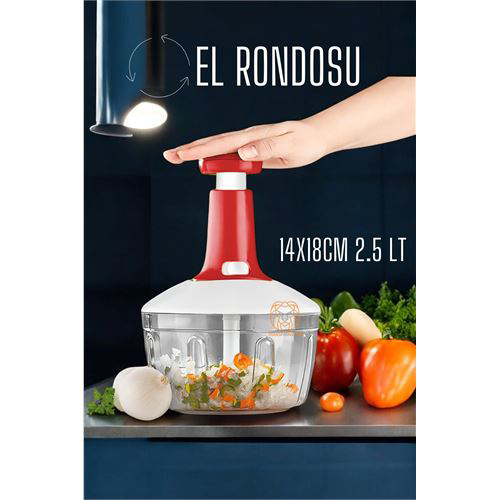 Pratik El Rondosu Üstten Basmalı 5 Bıçaklı 2.5'litre 14X18CM