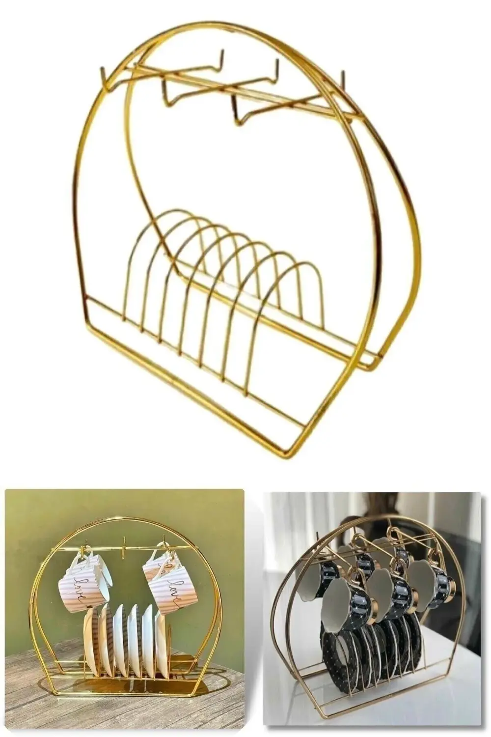 Pratik Gold Altın Renk Kupa Fincan Askılığı Mutfak Düzenleyici