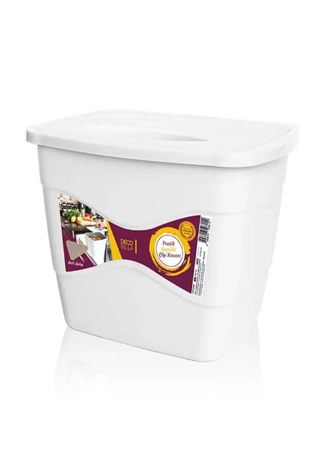 Pratik Kapaklı Çöp Kovası Dolap Kapağına Asılabilir Asmalı Çöp Ko