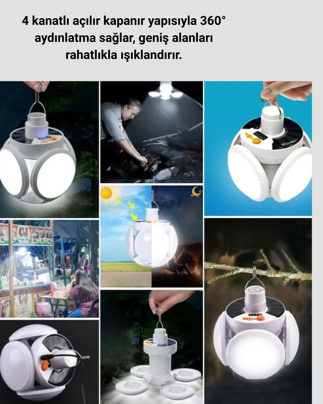 Pratik Katlanabilir Solar LED Aydınlatma Lambası Pratik Katlanabilir Solar LED Aydınlatma Lambası