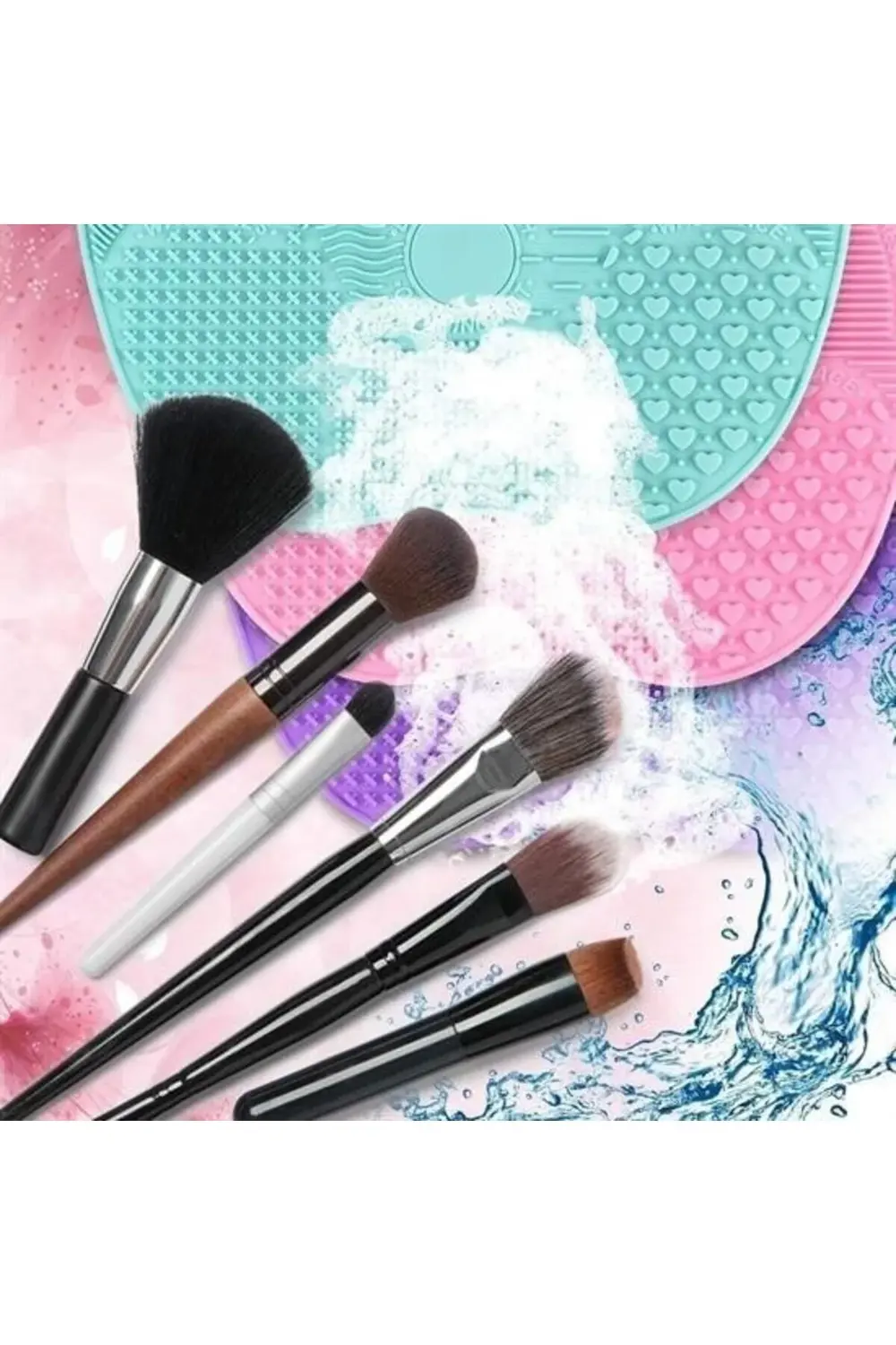 ® Pratik Kolay Makyaj Fırçası Temizleme Matı Aparatı Aleti